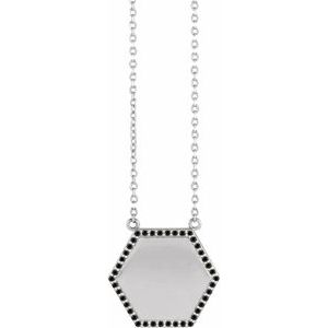 Sterling Silver 1/10 CTW Natural Black Diamond Hexagon 18" Necklace