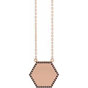 14K Rose Gold 1/10 CTW Natural Black Diamond Hexagon 16" Necklace