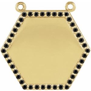 14K Yellow Gold 1/10 CTW Natural Black Diamond Hexagon Necklace Center