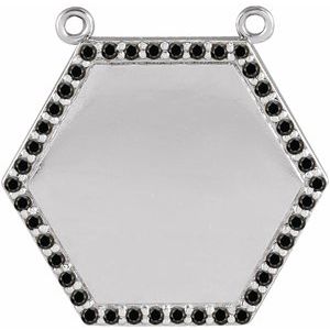 14K White Gold 1/10 CTW Natural Black Diamond Hexagon Necklace Center