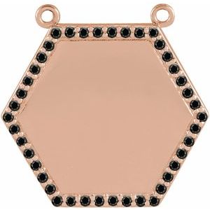 14K Rose Gold 1/10 CTW Natural Black Diamond Hexagon Necklace Center