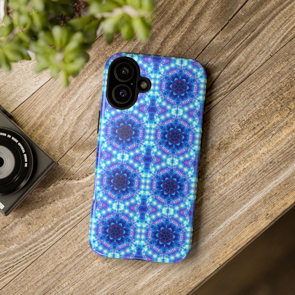 Blue Mandalas with Neon Lights Tough Phone Cases