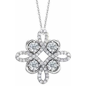 14K White Gold 1/3 CTW Natural Diamond Clover 18" Necklace