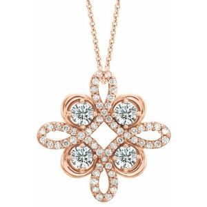 14K Rose Gold 1/3 CTW Natural Diamond Clover 18" Necklace