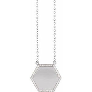 14K White Gold 1/10 CTW Natural Diamond Hexagon 16" Necklace