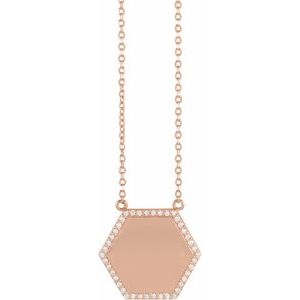 14K Rose Gold 1/10 CTW Natural Diamond Hexagon 18" Necklace