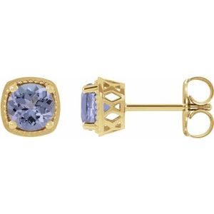 14K Yellow Gold 5.5 mm Natural Tanzanite Earrings