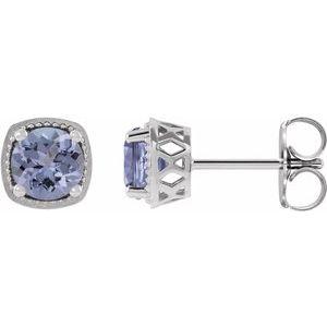 14K White Gold 6 mm Natural Tanzanite Earrings