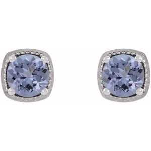 Platinum 4.5 mm Natural Tanzanite Earrings – image 2