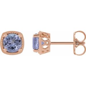14K Rose Gold 4.5 mm Natural Tanzanite Earrings