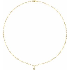 14K Yellow Gold 1/6 CT Natural Diamond Micro Bezel-Set 16" Necklace