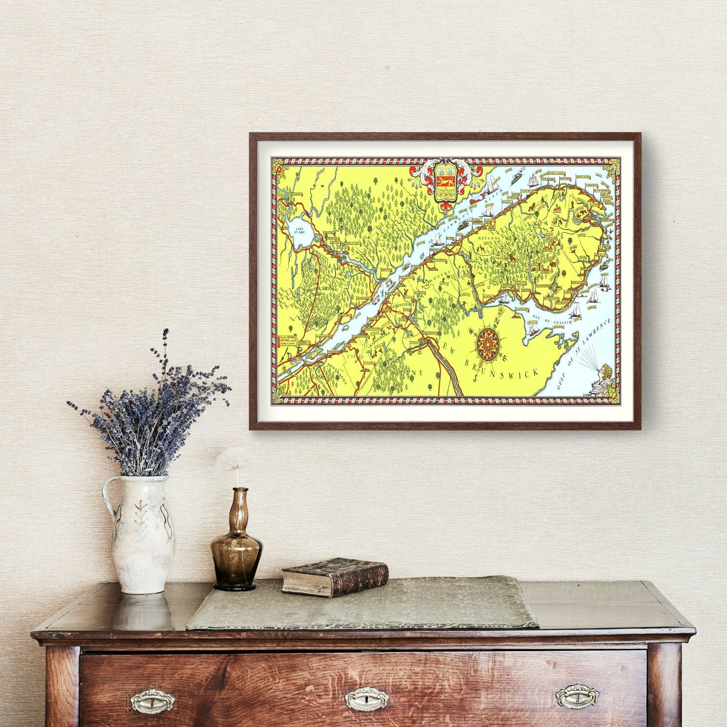 Vintage Map of Gaspe Peninsula, 1929