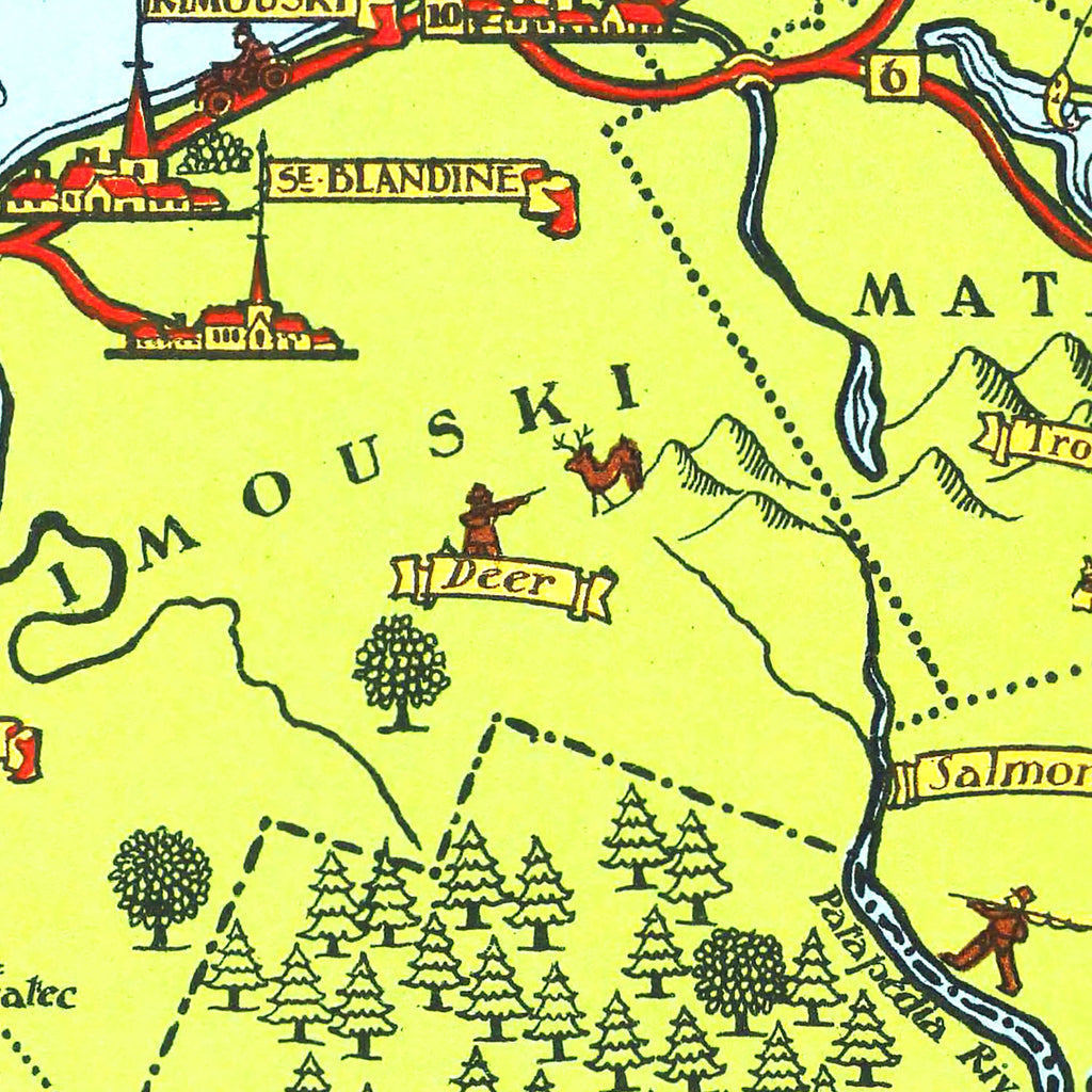 Vintage Map of Gaspe Peninsula, 1929