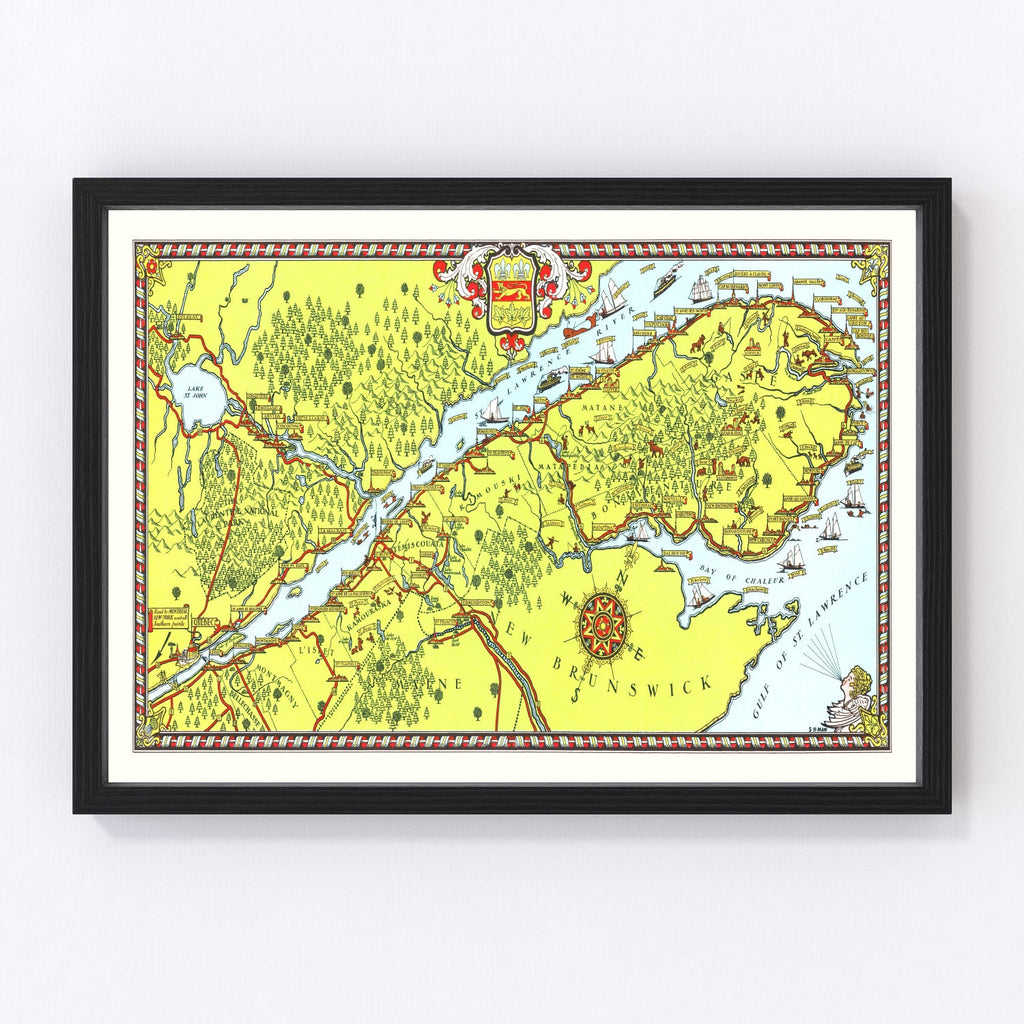 Vintage Map of Gaspe Peninsula, 1929
