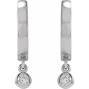 14K White Gold 1/5 CTW Natural Diamond Hinged Hoop Earrings – image 2