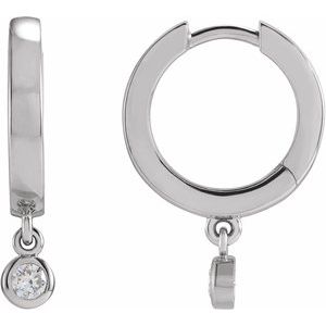 14K White Gold 1/5 CTW Natural Diamond Hinged Hoop Earrings