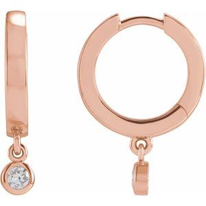 14K Rose Gold 1/5 CTW Natural Diamond Hinged Hoop Earrings