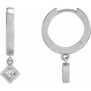 14K White Gold 1/3 CTW Natural Diamond Hinged Hoop Earrings