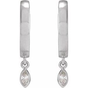 14K White Gold 1/8 CTW Natural Diamond Hinged Hoop Earrings – image 2