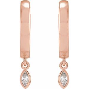 14K Rose Gold 1/8 CTW Natural Diamond Hinged Hoop Earrings – image 2
