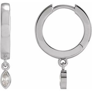 14K White Gold 1/8 CTW Natural Diamond Hinged Hoop Earrings