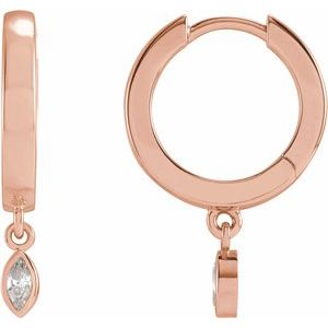 14K Rose Gold 1/8 CTW Natural Diamond Hinged Hoop Earrings