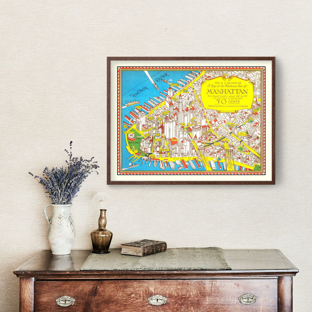 Vintage Map of Manhattan, New York 1926