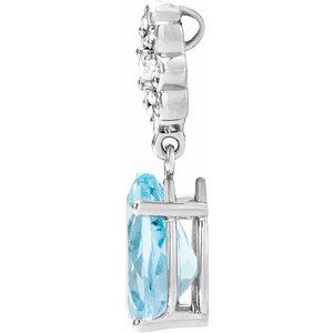 14K White Gold Natural Aquamarine & .08 CTW Natural Diamond Floral-Inspired Pendant