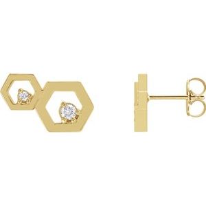 14K Yellow Gold .08 CTW Natural Diamond Honeycomb Earrings