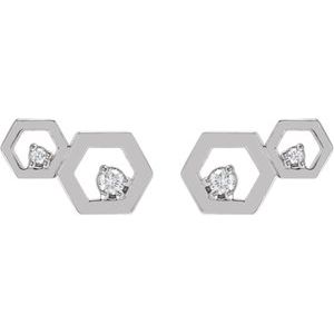 Sterling Silver .08 CTW Natural Diamond Honeycomb Earrings – image 2
