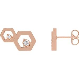 14K Rose Gold .08 CTW Natural Diamond Honeycomb Earrings