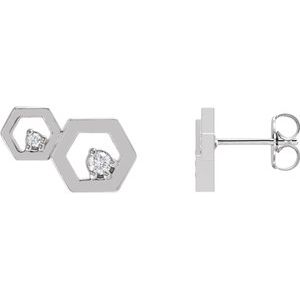 Sterling Silver .08 CTW Natural Diamond Honeycomb Earrings