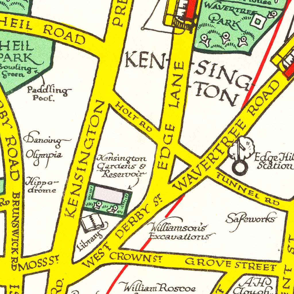 Vintage Map of Liverpool, England 1934