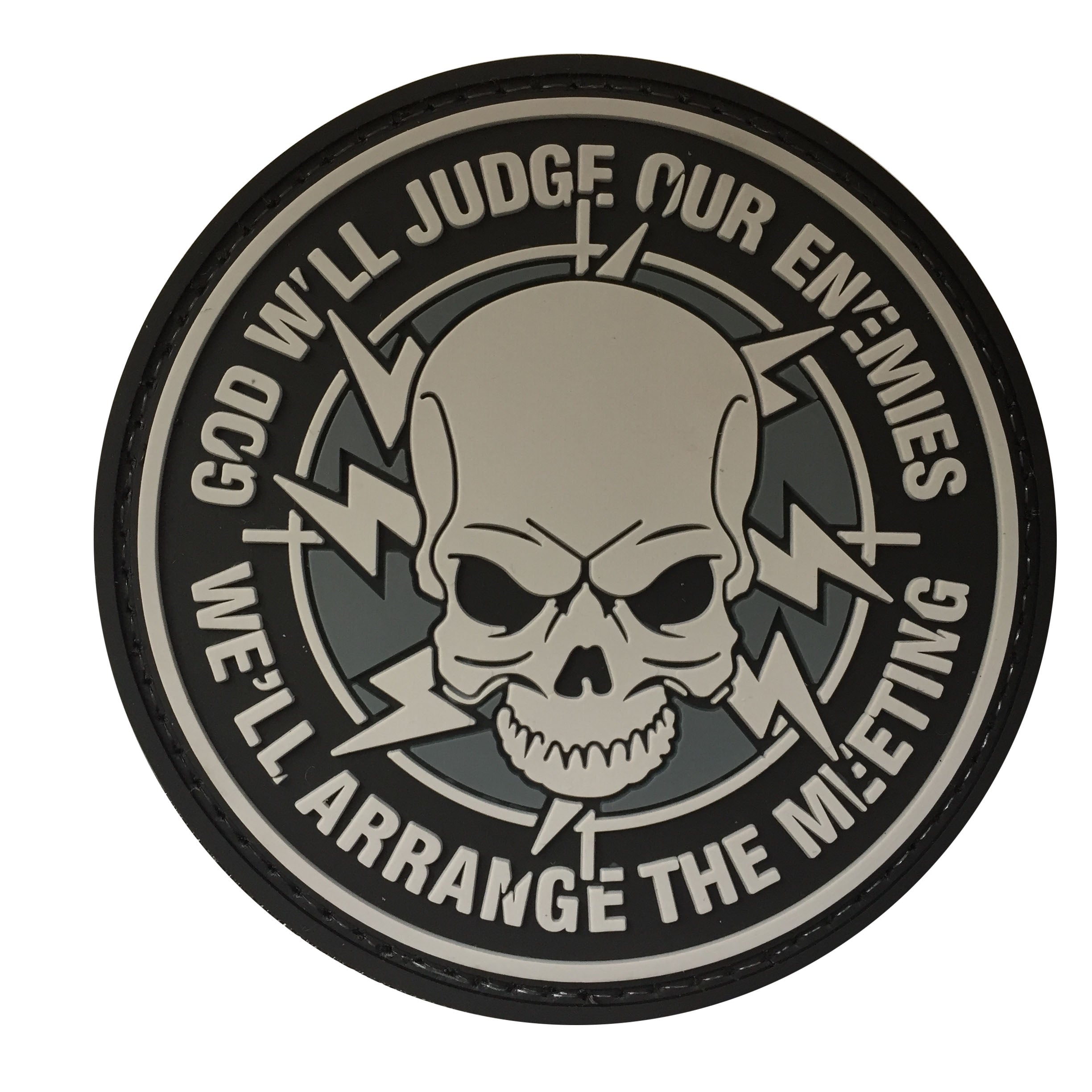 Skull -God will judge our enemies ,we'll arrange the meeting PVC Patch