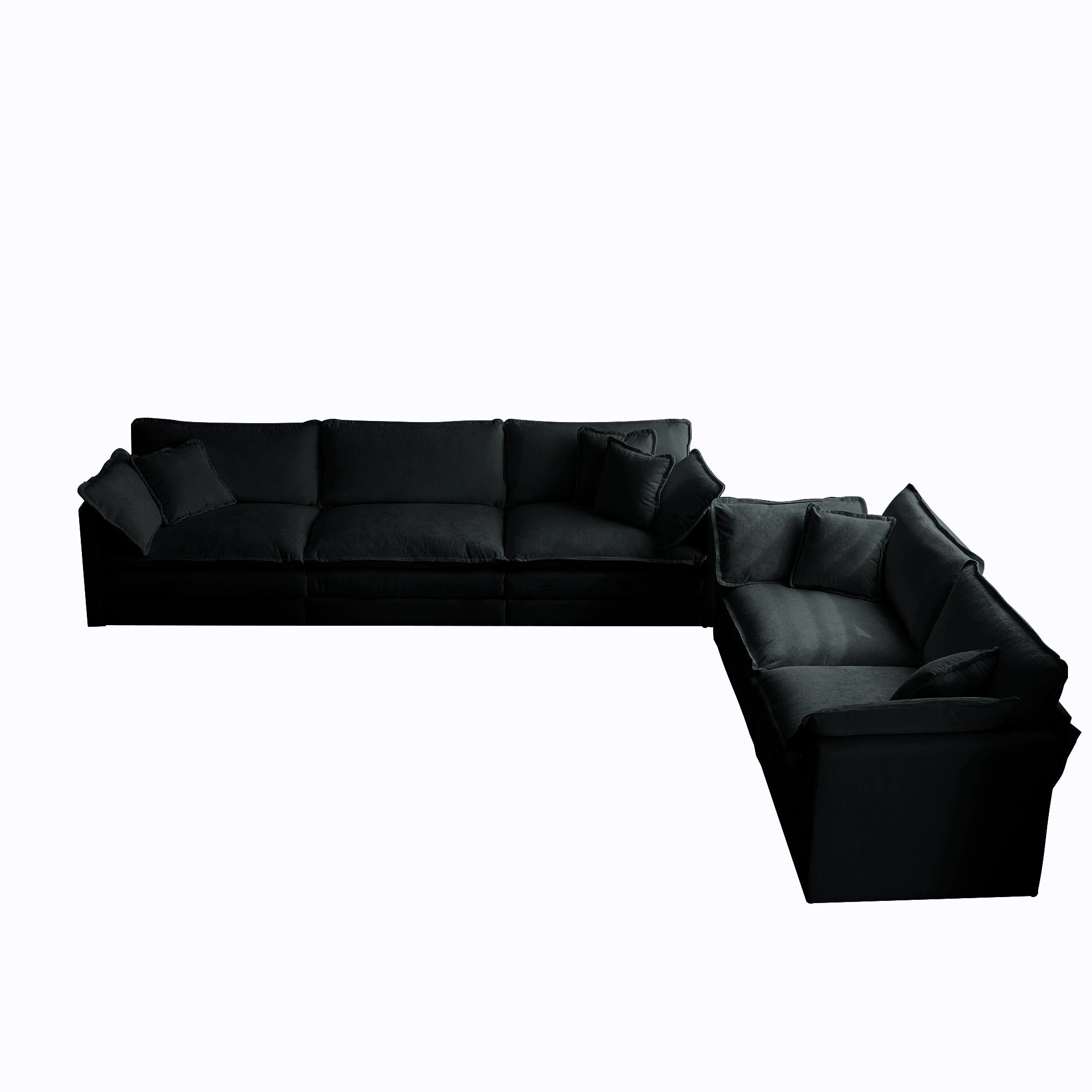 3 Piece Sofa Set Oversized Sofa Comfy Sofa Couch, 2 Pieces of 2 Seater and 1 Piece of 3 Seater Sofa  for Living Room, Deep Seat Sofa Black Chenille