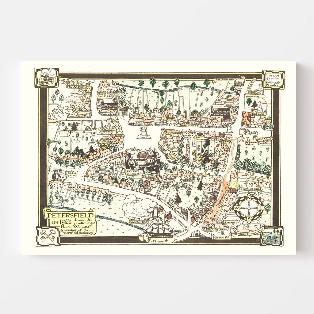 Vintage Map of Petersfield, England 1922