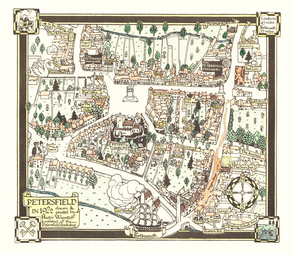Vintage Map of Petersfield, England 1922