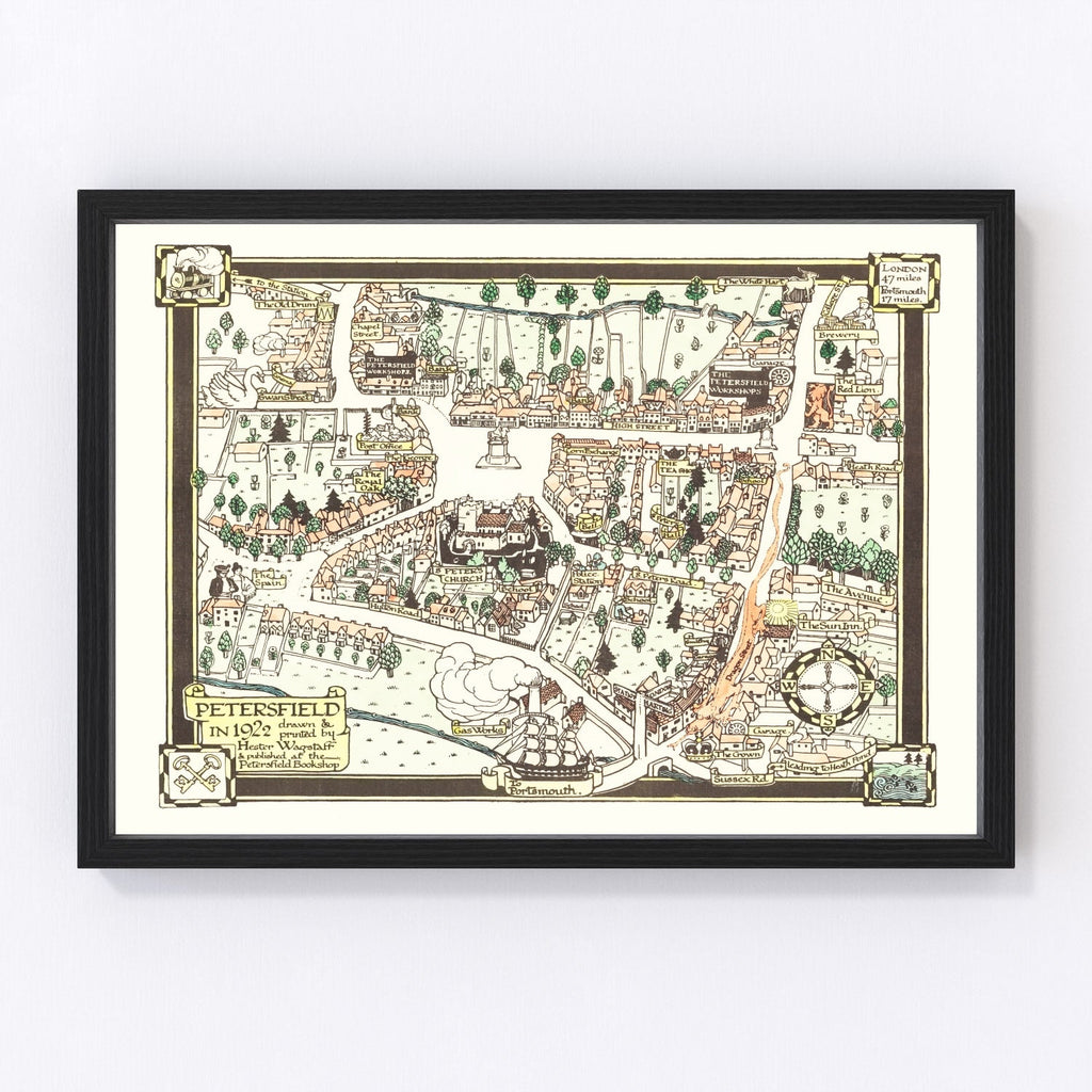 Vintage Map of Petersfield, England 1922