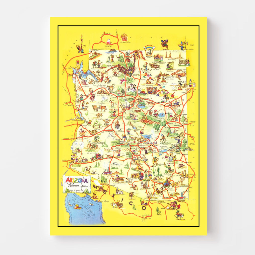 Vintage Map of Arizona 1942