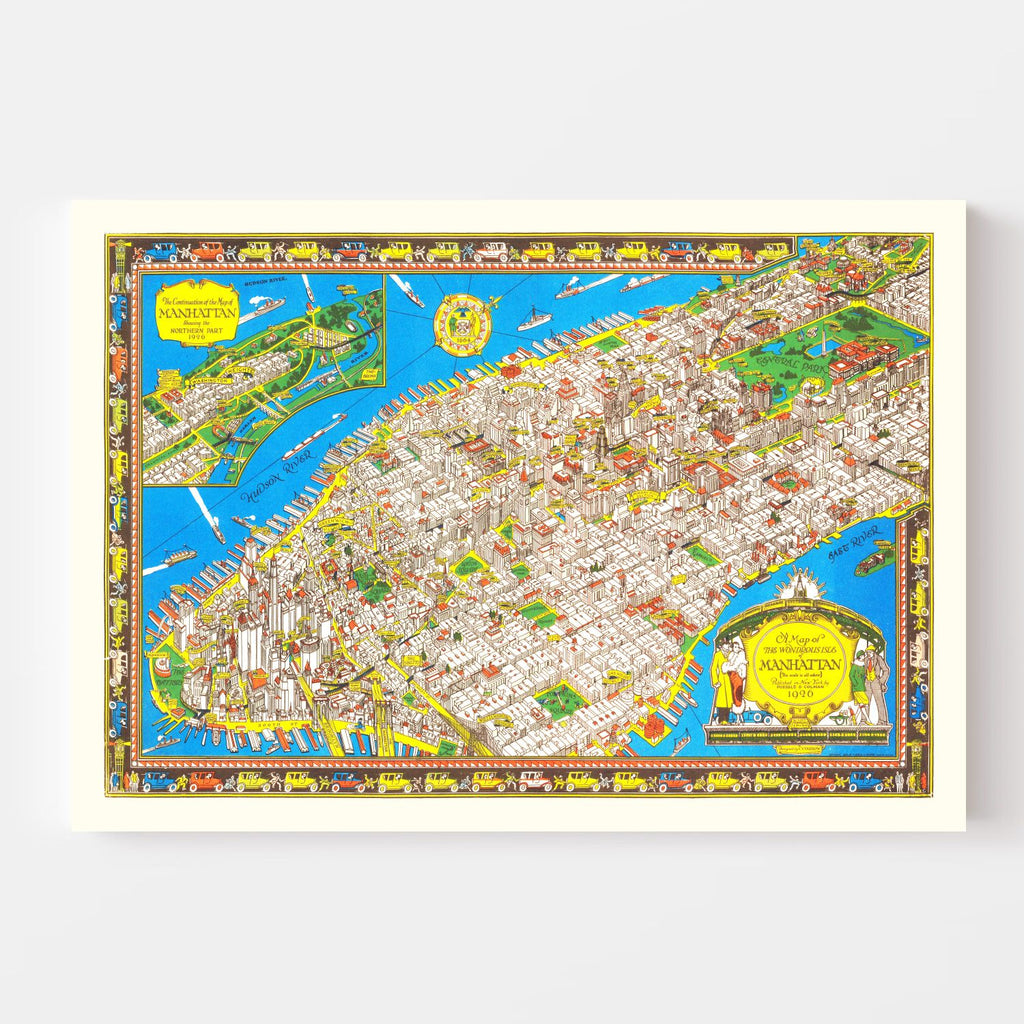 Vintage Map of Manhattan, New York 1926