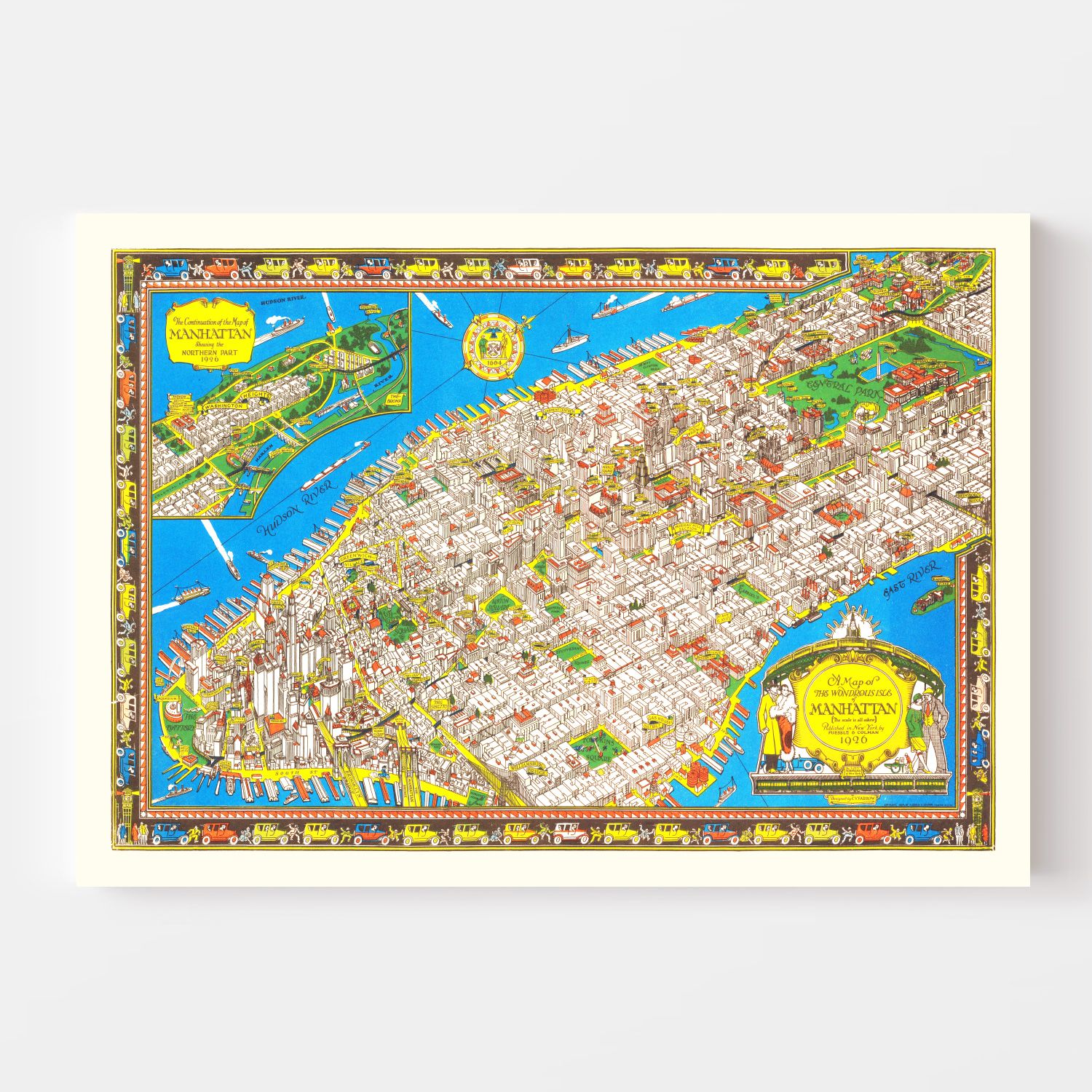 Vintage Map of Manhattan, New York 1926