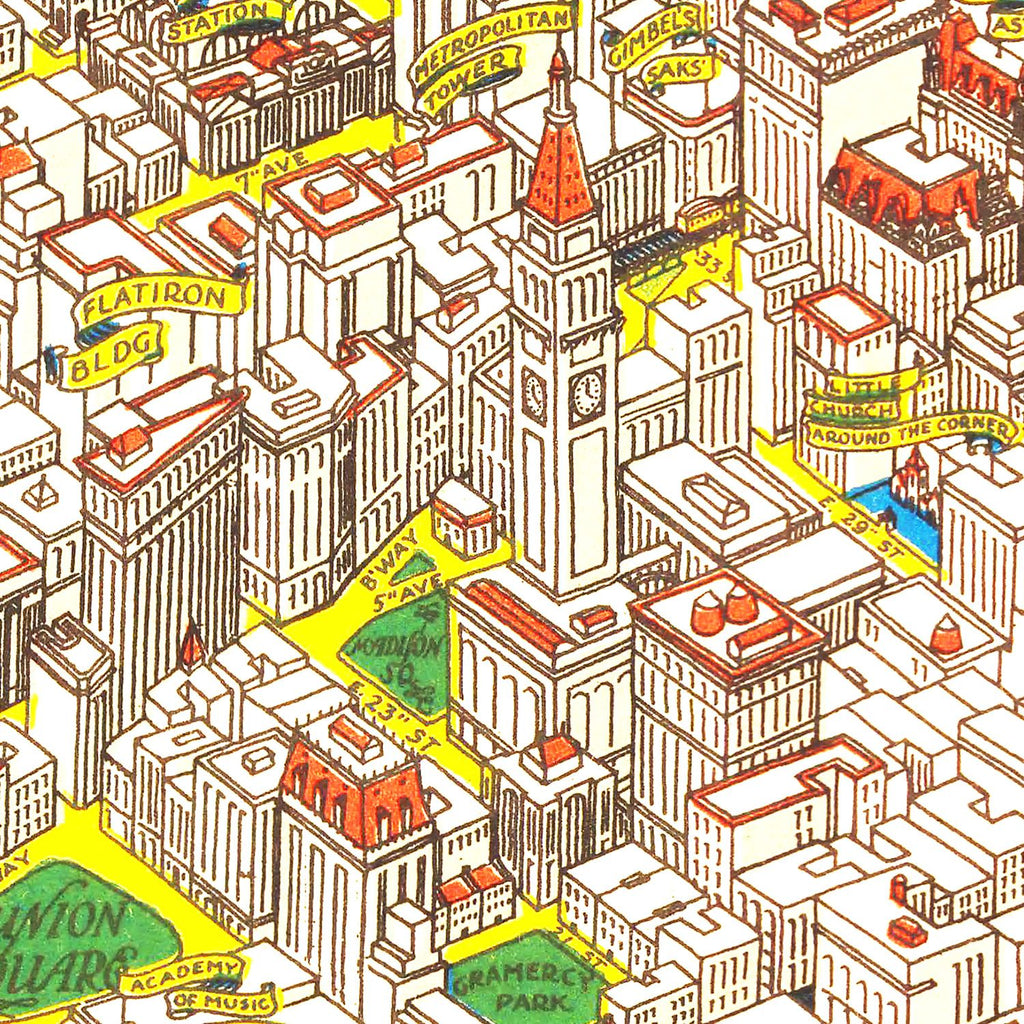Vintage Map of Manhattan, New York 1926