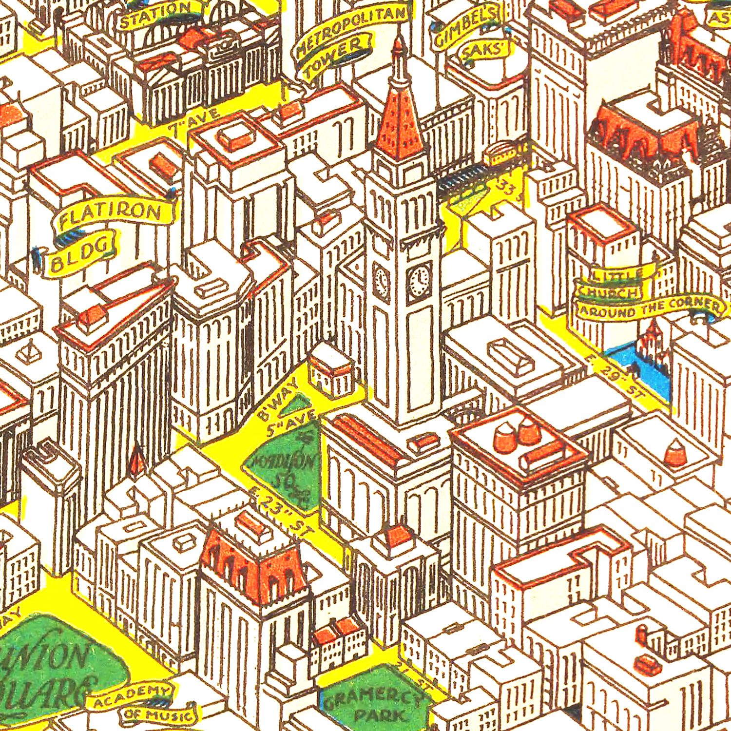 Vintage Map of Manhattan, New York 1926