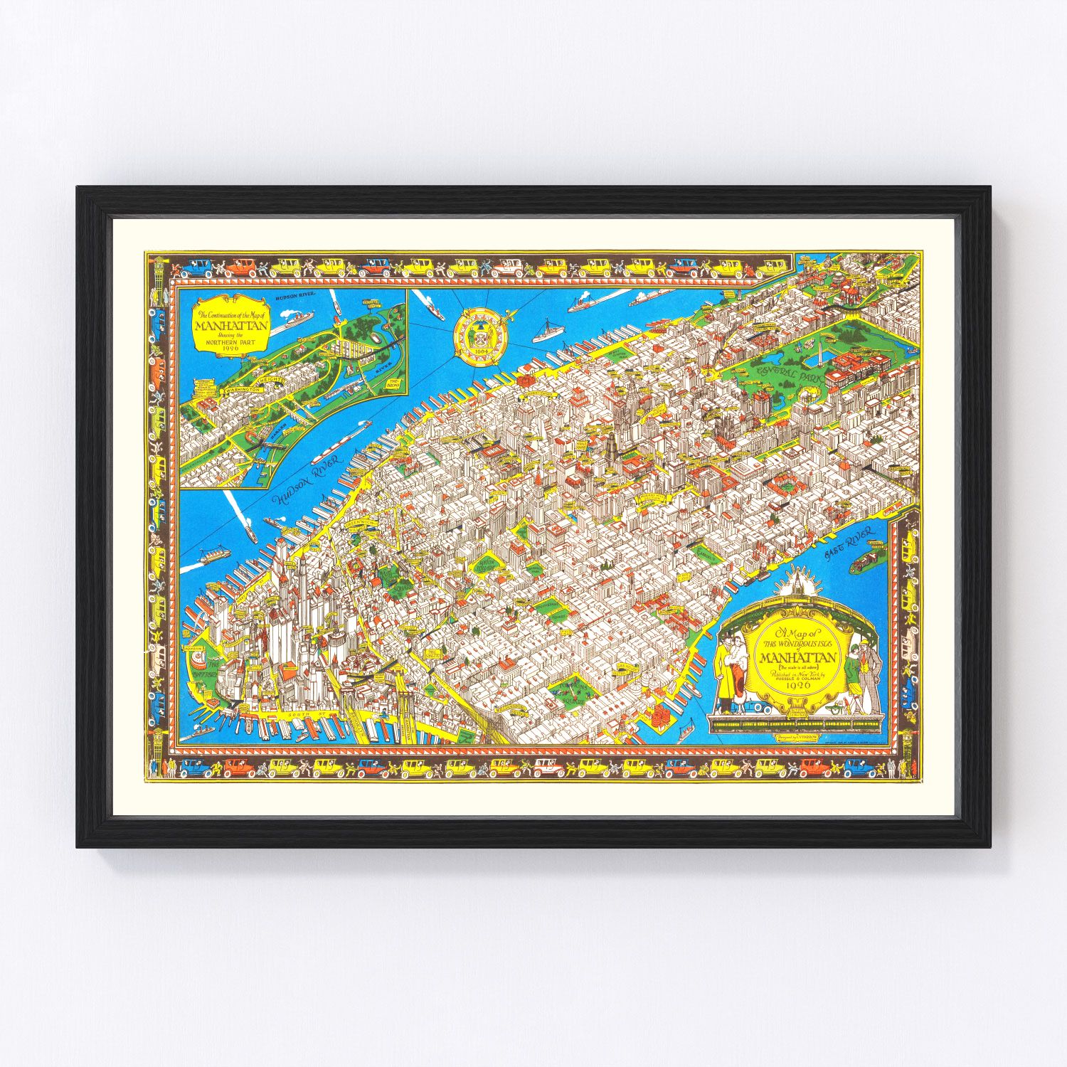 Vintage Map of Manhattan, New York 1926