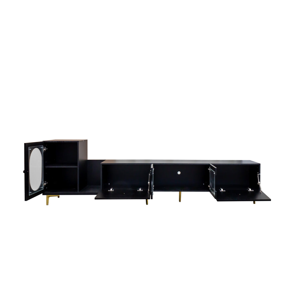 Wood Extendable TV Stand Rectangle Entertainment Center,Media TV Console for Living Room Bedroom