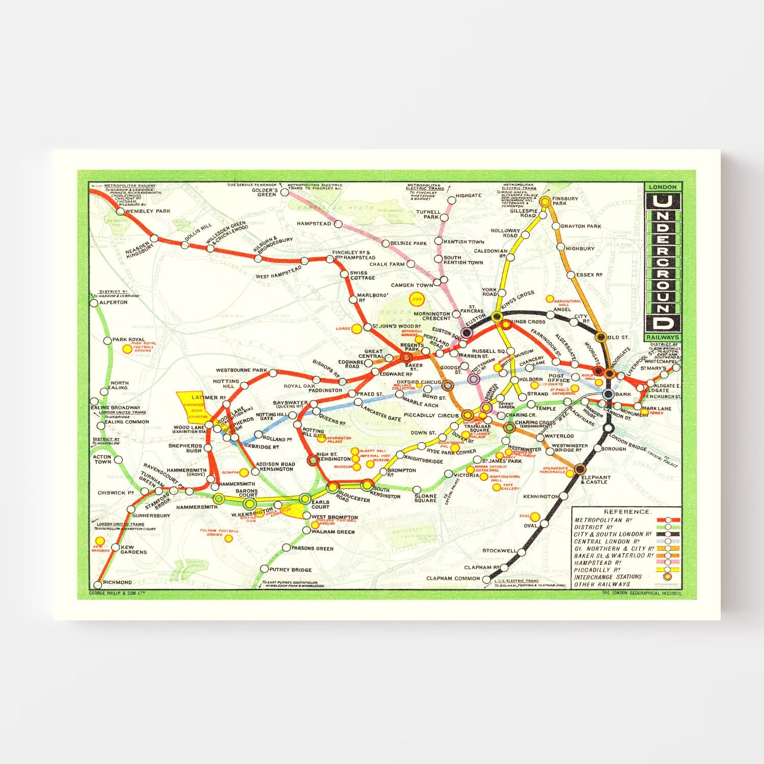 Vintage Railroad Map of London 1912