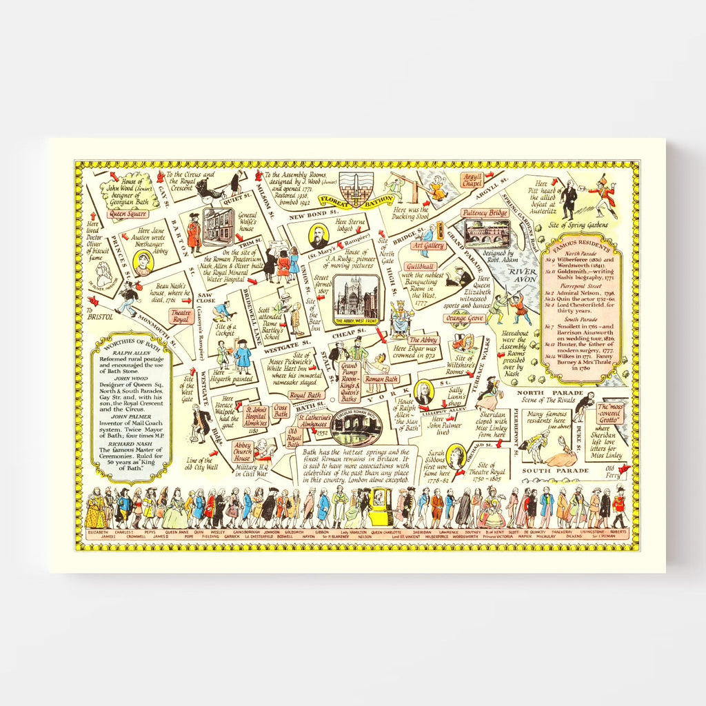 Vintage Map of Bath, United Kingdom 1948