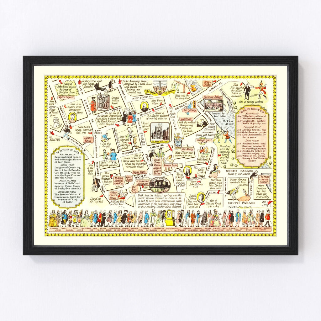 Vintage Map of Bath, United Kingdom 1948