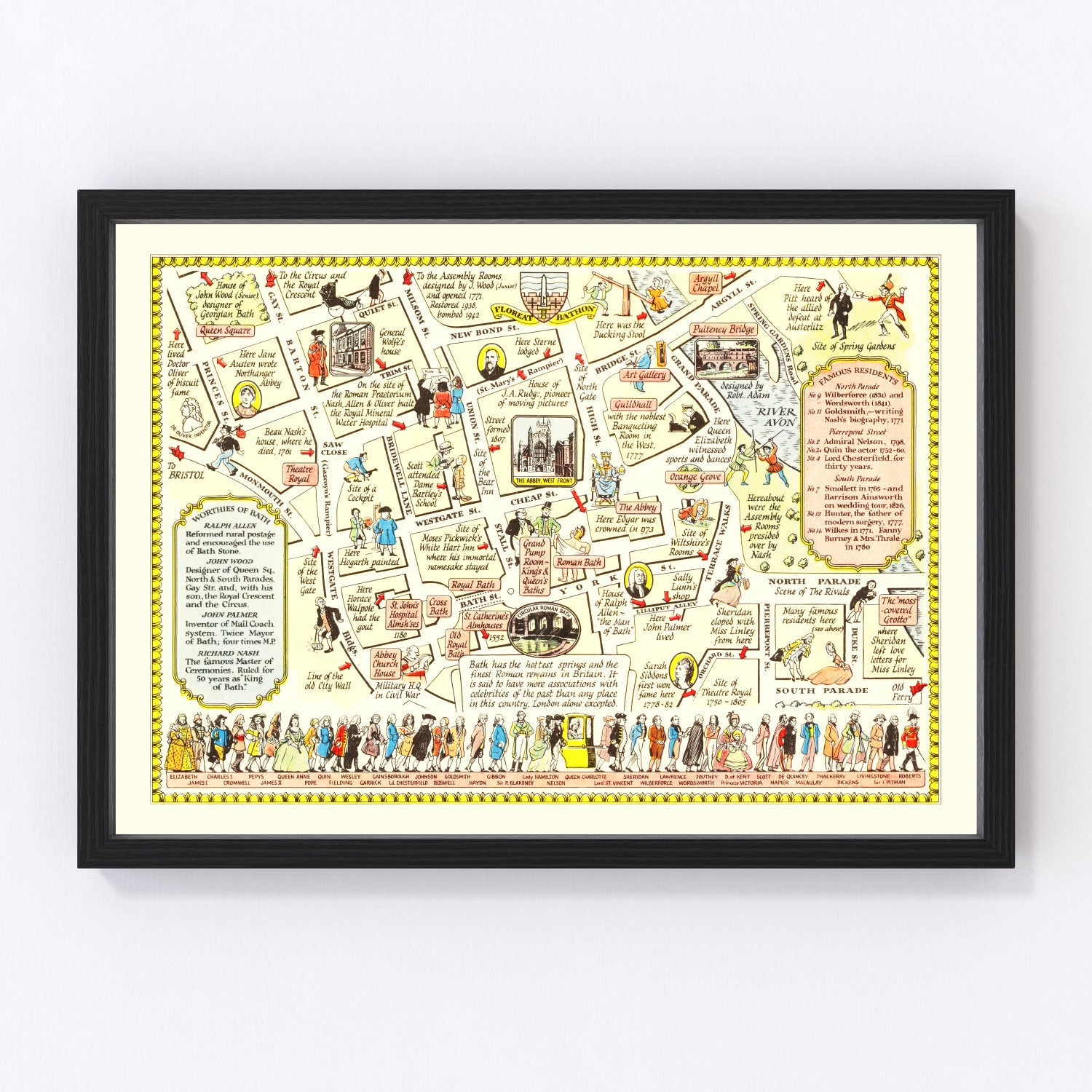 Vintage Map of Bath, United Kingdom 1948