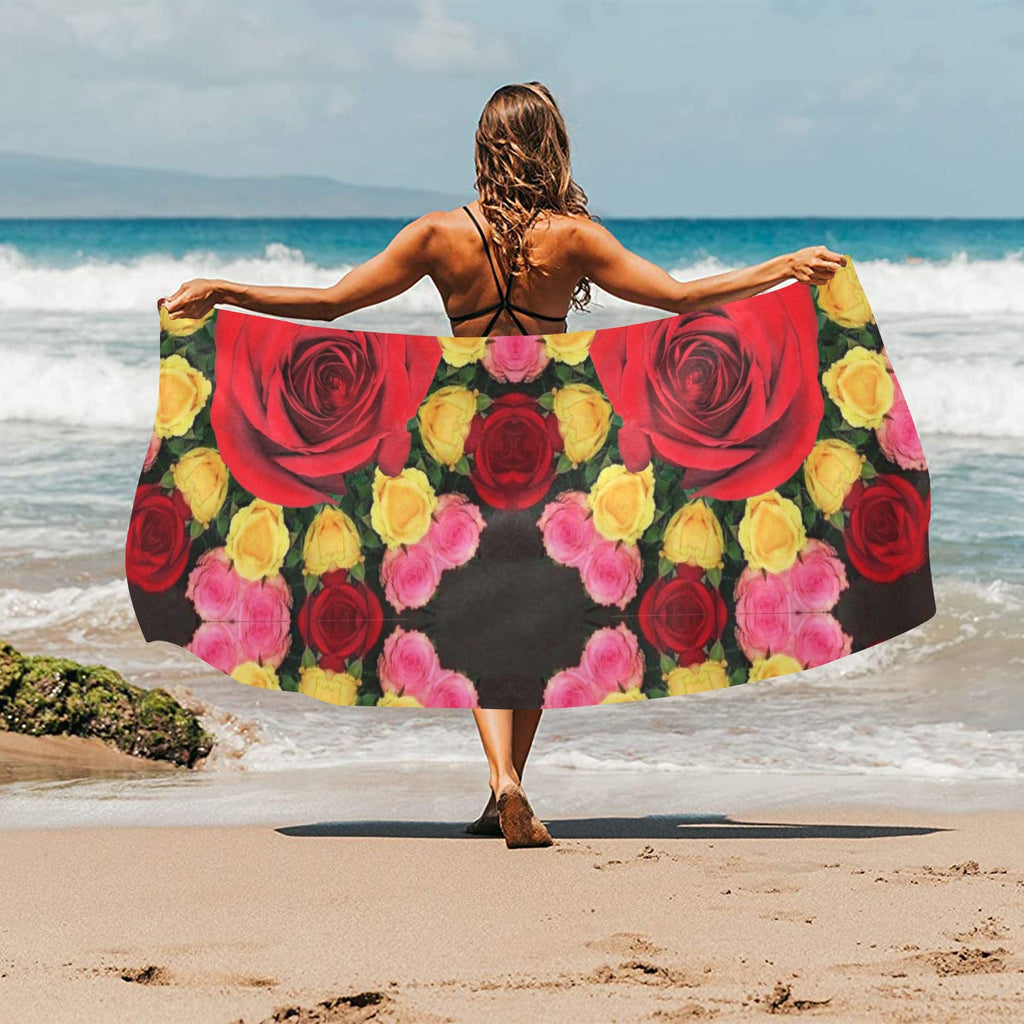 Red and Yellow Roses Beach Towel 31" x 71" (Made In USA)